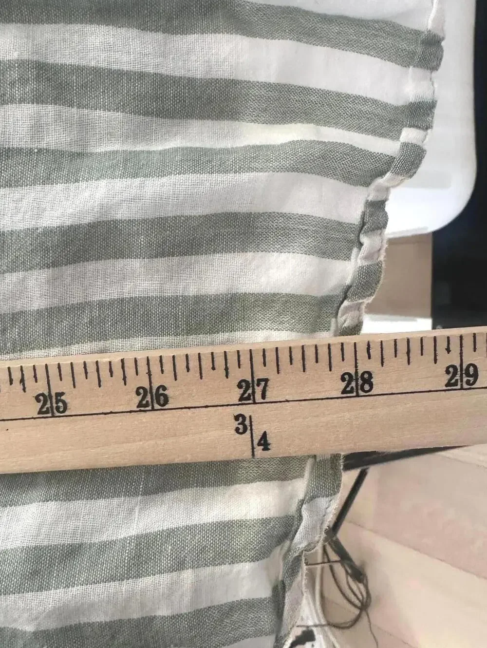 Nicole Miller New York 100% Linen Green/White Striped Button-Up Shirt - XL - Picture 6 of 6